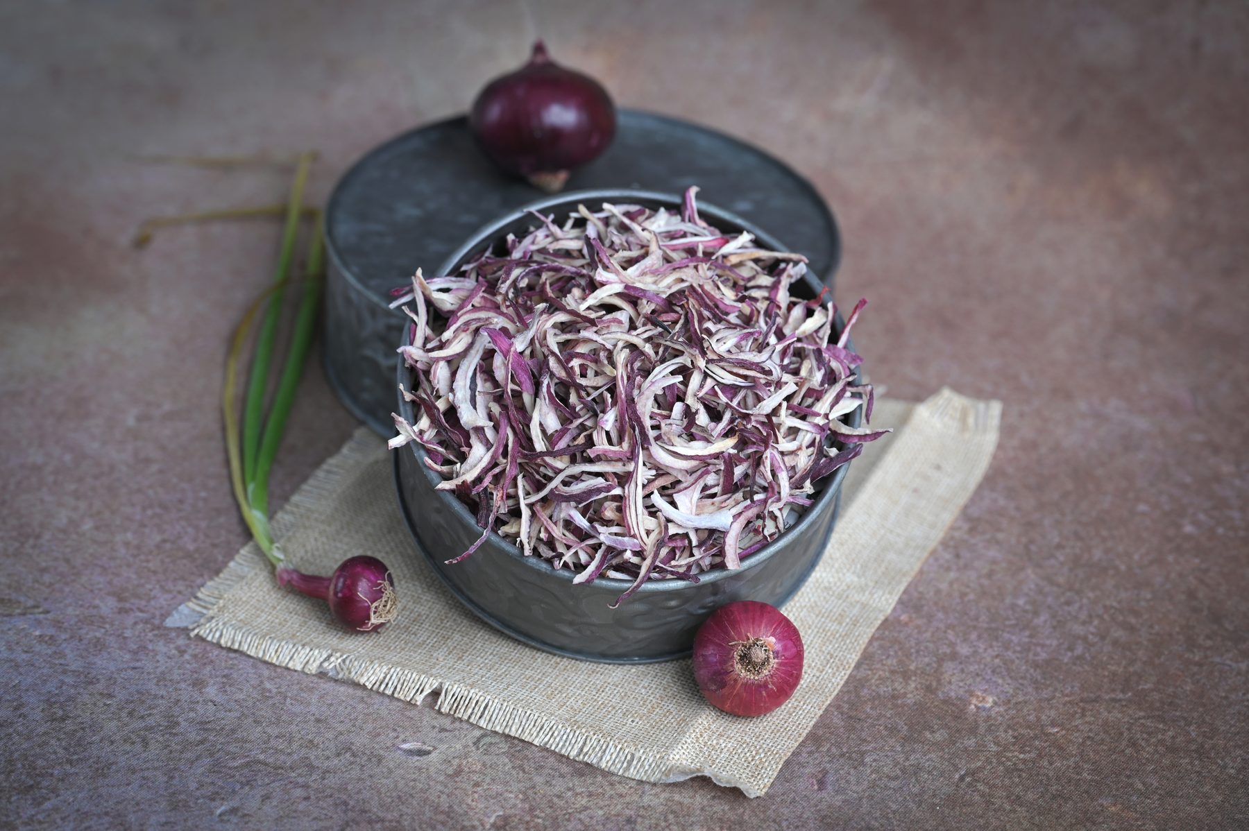 Pink onion flakes